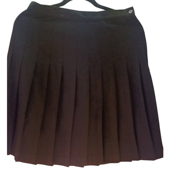 Vintage Norton McNaughton Black Pleated Wool Skirt Size Medium Preppy Academia - Picture 1 of 6